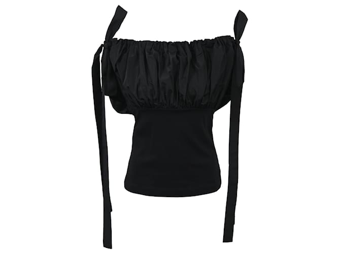 Blusa Off-Shoulder Alexander Mcqueen in Poliestere e Cotone Nero