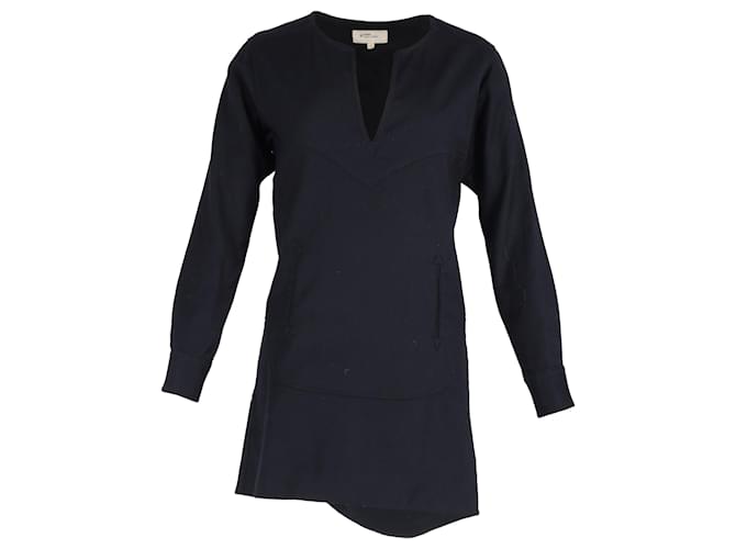 Abito mini a maniche lunghe Isabel Marant Étoile in lana blu navy