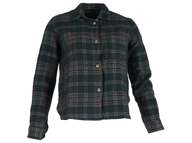 Camicia a maniche lunghe a quadri con bottoni Isabel Marant in cotone oliva Verde Verde oliva