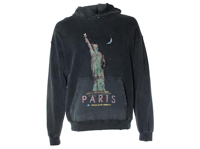 Balenciaga Felpa con effetto usurato Paris Liberty Grigio