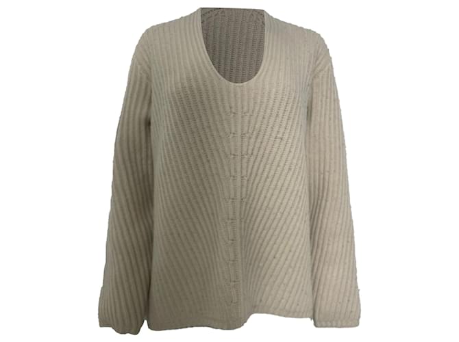 Maglione in lana beige all'uncinetto di Acne Studios