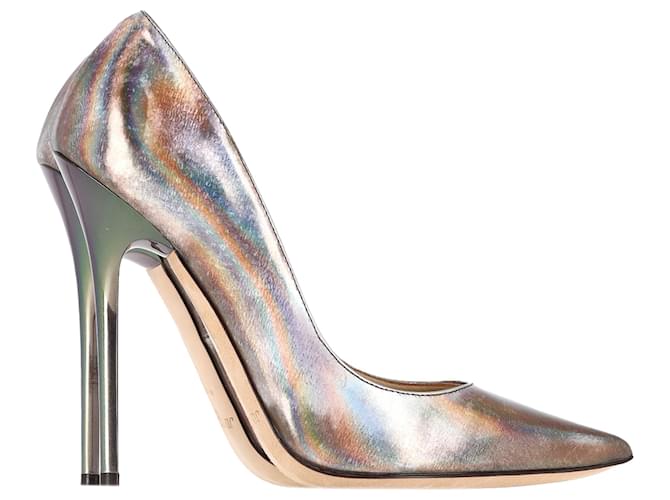 Jimmy Choo Anouk Disco Pump a Specchio Multicolore in Pelle Grigio