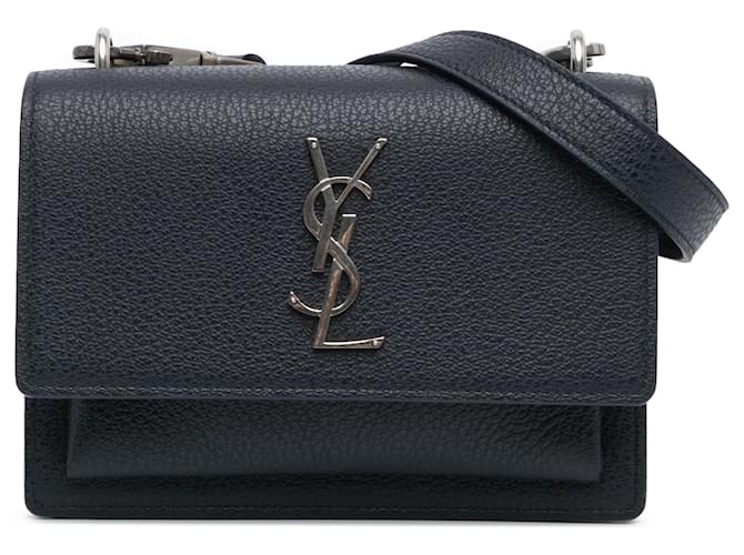 Borsa a tracolla Monogram Sunset in pelle di vitello grana media blu Saint Laurent Blu navy