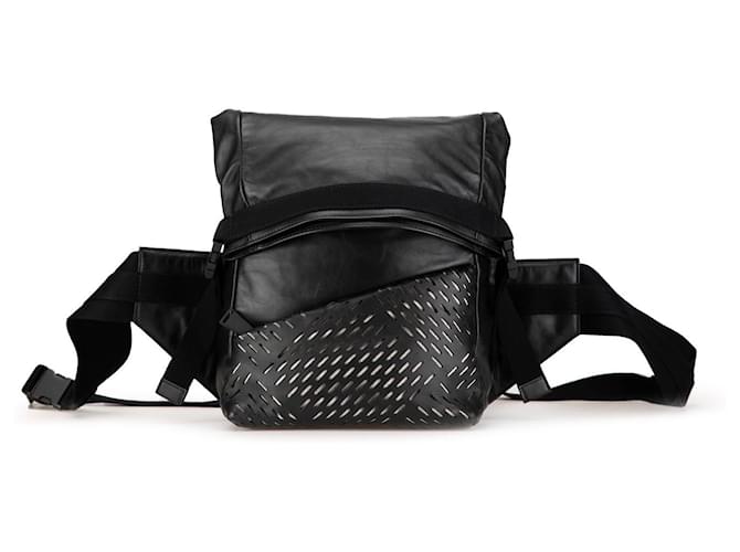 Borsa a cintura in pelle perforata nera Bottega Veneta Nero