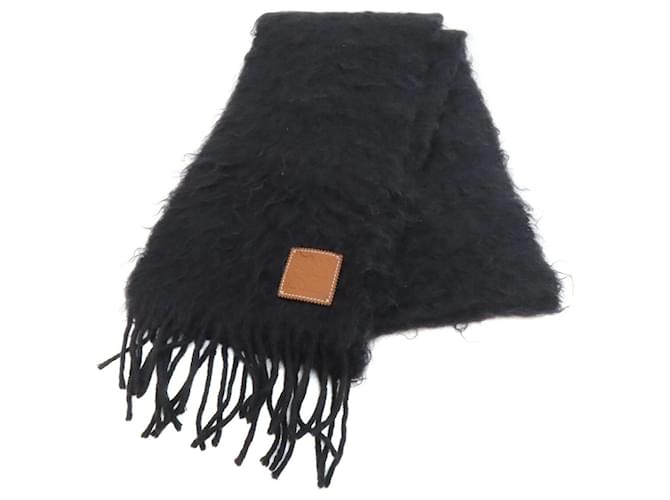 Sciarpa Anagram Loewe in lana e mohair nera Nero