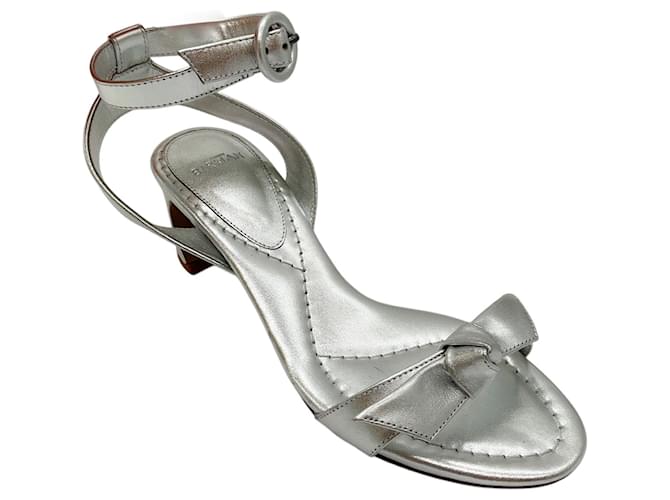 Sandali in pelle con nodo Clarita Flare 75 metallici argento di Alexandre Birman