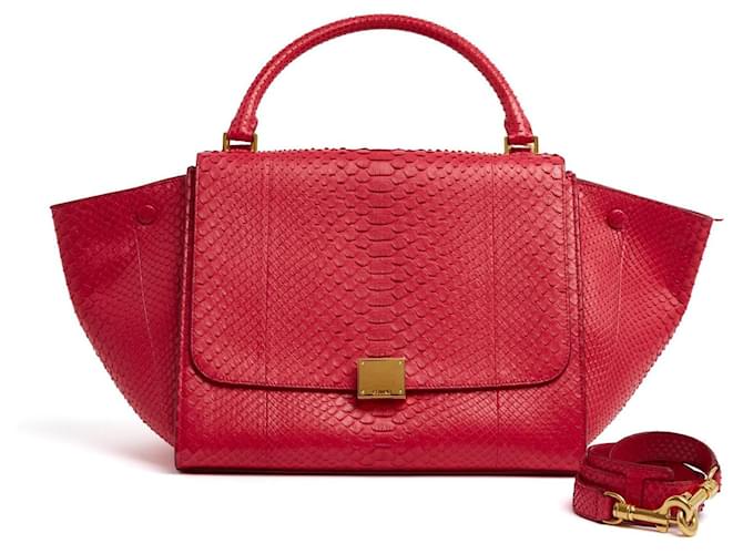 Trapèze Borsa Céline Sac Trapeze Media in Pelle Rosa Fluo Nuova di Phoebe Philo Celine