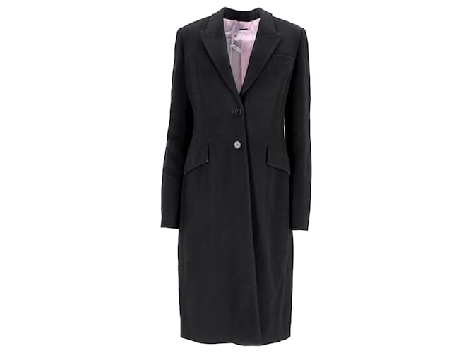 Cappotto midi a un petto in lana nera Givenchy Nero