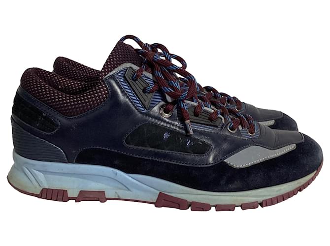 Sneakers Lanvin Runners DS in suede blu e pelle