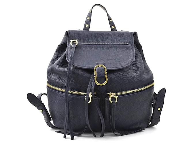 Zaino in pelle blu navy Salvatore Ferragamo