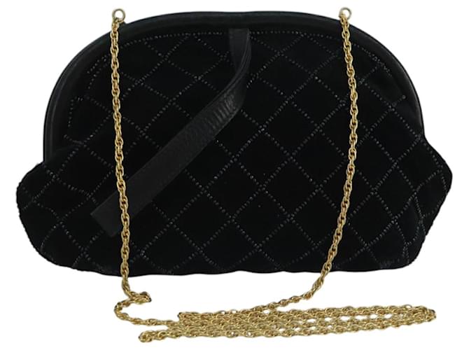 BALLY Borsa a Spalla in Velluto Nero Auth bs21591