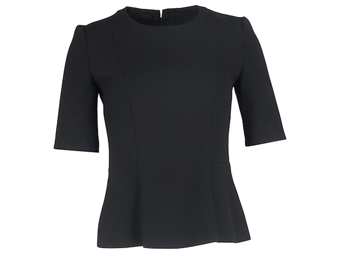 Top peplum a maniche corte Boss di Hugo Boss in lana nera Nero