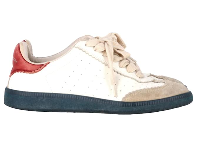 Sneakers Bryce con lacci Isabel Marant in pelle bianca e suede Bianco
