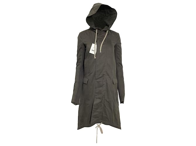Parka Fishtail Rick Owens in cotone oliva Verde Verde oliva