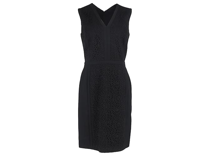 Abito midi in lana nera con dettagli in pizzo Hugo Boss Nero