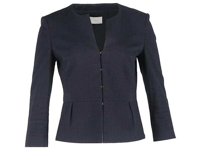 Blazer con bottoni senza colletto Boss di Hugo Boss in cotone blu navy