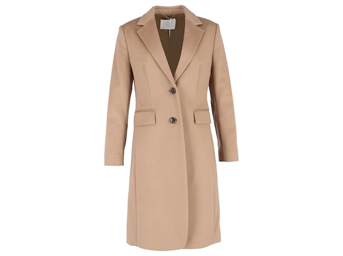 Cappotto a un bottone Hugo Boss con tasche in lana marrone Rosso