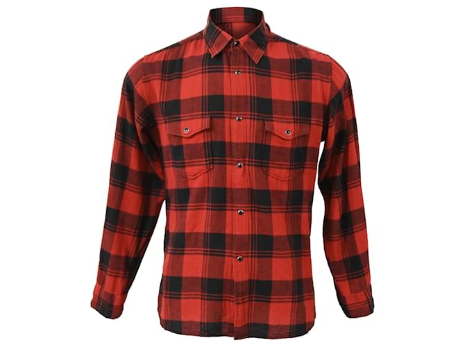 Camicia a quadri Saint Laurent in cotone rosso
