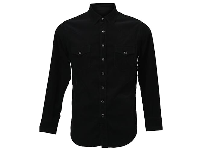 Camicia overshirt Saint Laurent in velluto a coste nero