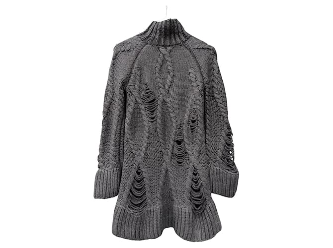 Abito maglione grigio scuro a maniche lunghe Alexander Mcqueen Pre-Fall 2009 Grigio antracite