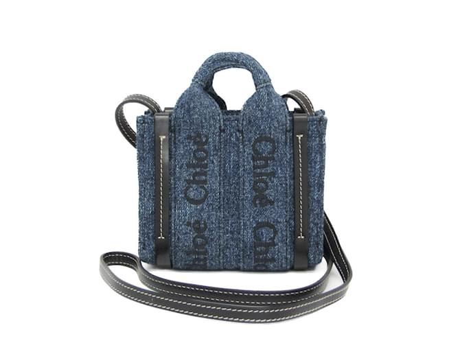 Borsa a mano Chloé Woody Nano Nero Blu