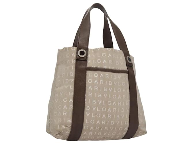 Bulgari Borsa Tote BVLGARI in tela marrone argento autentica bs21581