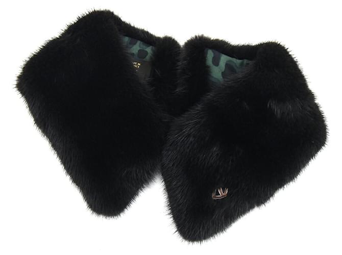 Sciarpa in seta di visone nera e verde Louis Vuitton Nero