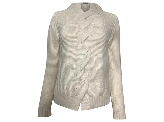 Maglione in lana crema Max Mara Bianco Crudo