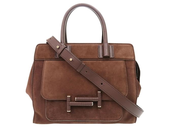 Borsa in pelle scamosciata Double T di Tod's Marrone