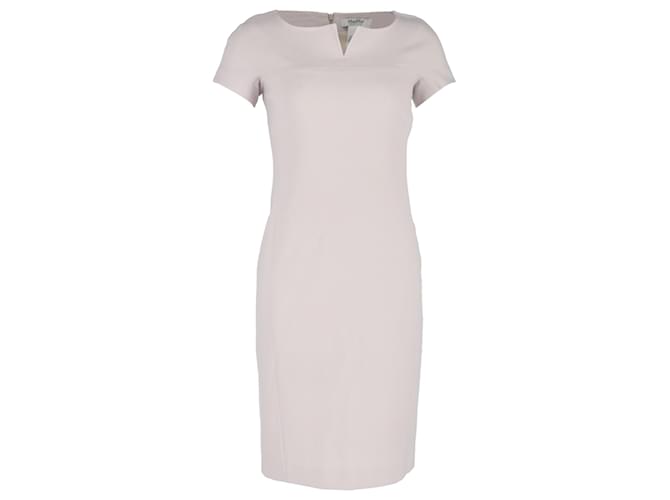 Abito aderente a maniche corte e lunghezza al ginocchio Max Mara in lana rosa chiaro