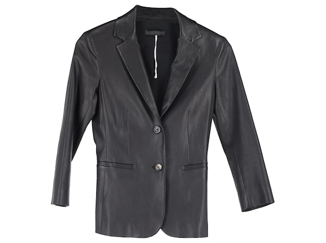 La giacca monopetto in pelle nera di The Row Nero