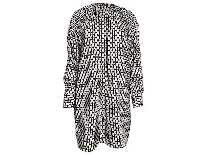 Abito tunica a maniche lunghe con stampa geometrica Max Mara Nievo in cotone nero e bianco