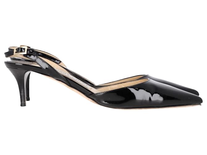 Décolleté Tilly Slingback con tacco kitten di Jimmy Choo in pelle verniciata nera Nero