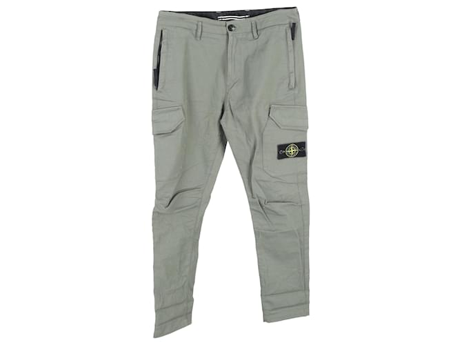 Pantaloni in cotone verde con logo Patch Stone Island