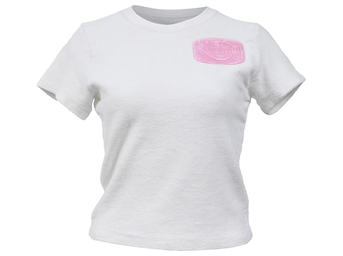 T-shirt in cotone bianco con logo applicato in sapone Alexander Wang