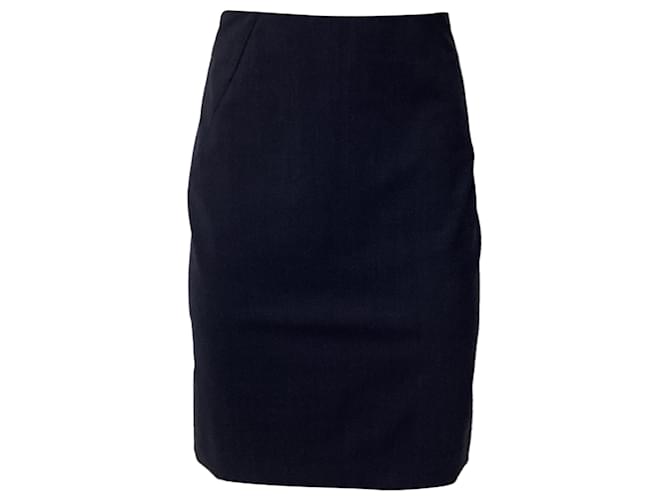 Gonna a matita Theory in lana blu navy