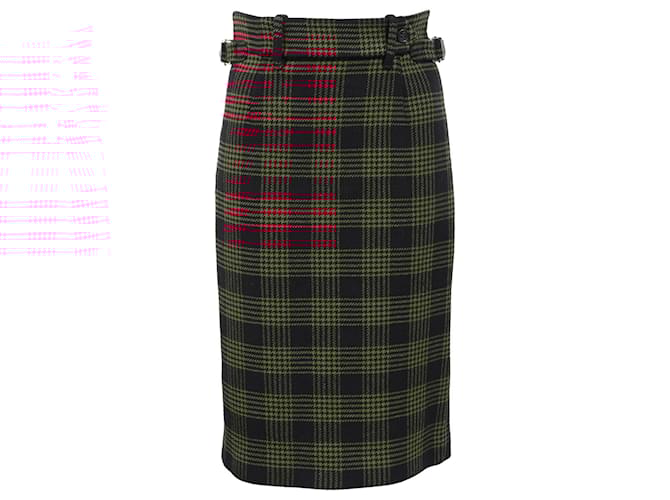 Gonna a matita in cotone rosso a quadri Principe di Galles Red Valentino