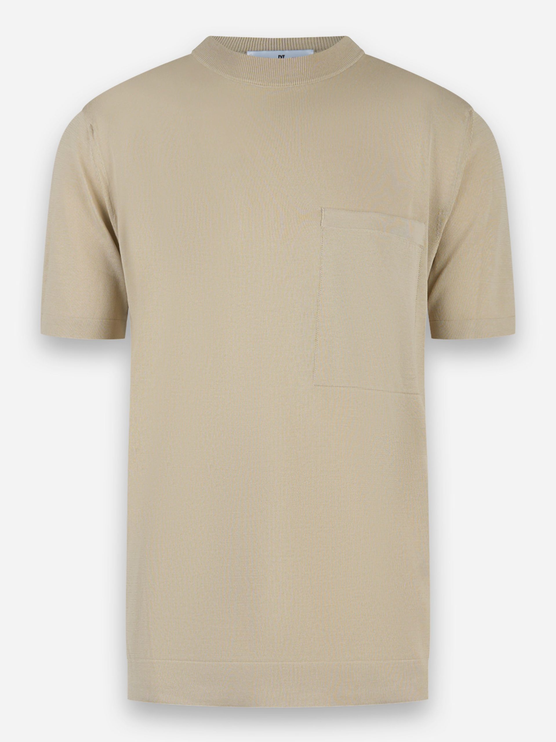 Maglia girocollo patch tinta unita finezza 16 Beige