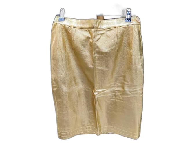 Gonna in pelle dorata Yves Saint Laurent D'oro