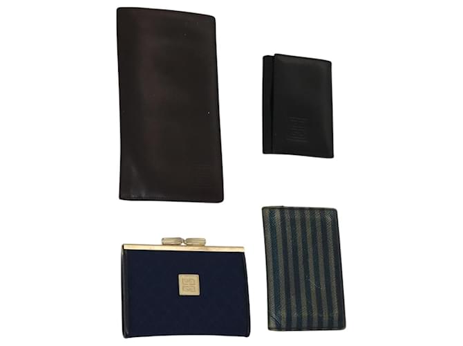 Portachiavi GIVENCHY Portafoglio in pelle 4 set Blu Marino Nero Auth bs21638 Blu navy