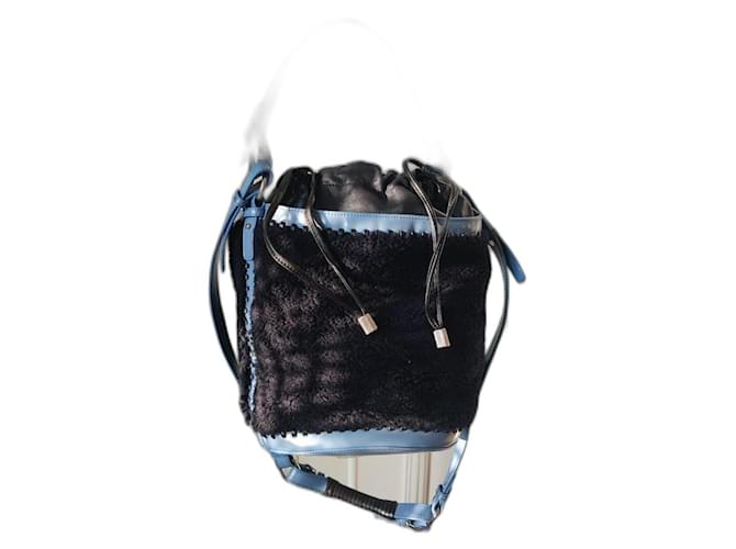Kenzo Borsa PAGODON Nero Blu chiaro Silver hardware