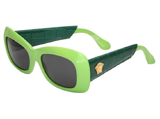 Occhiali da sole in pelle di coccodrillo verde Gianni Versace Mod 417 Col 899