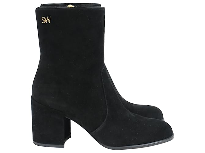Stivaletti con tacco a blocco Quinn di Stuart Weitzman in suede nero