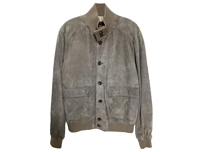 Giacca Bomber Loro Piana in Camoscio Grigio