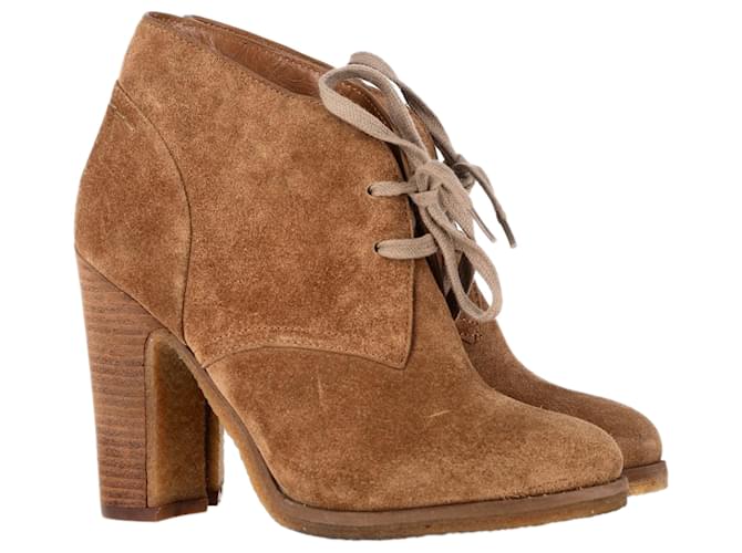 Stivali con tacco lacciati See by Chloé in suede marrone Rosso