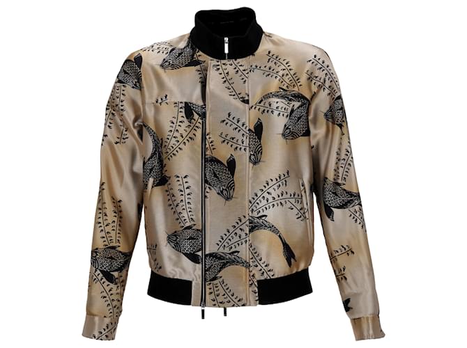 Giorgio Armani Giacca bomber in seta dorata con stampa koi Emporio Armani D'oro