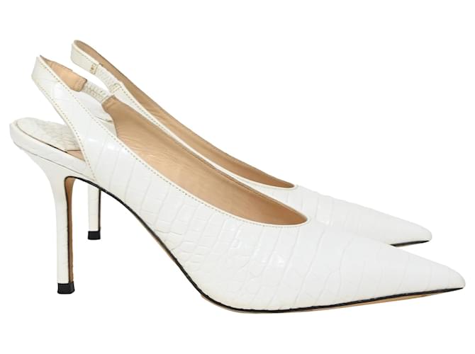 Jimmy Choo Ivy décolleté slingback in pelle bianca con stampa coccodrillo Bianco