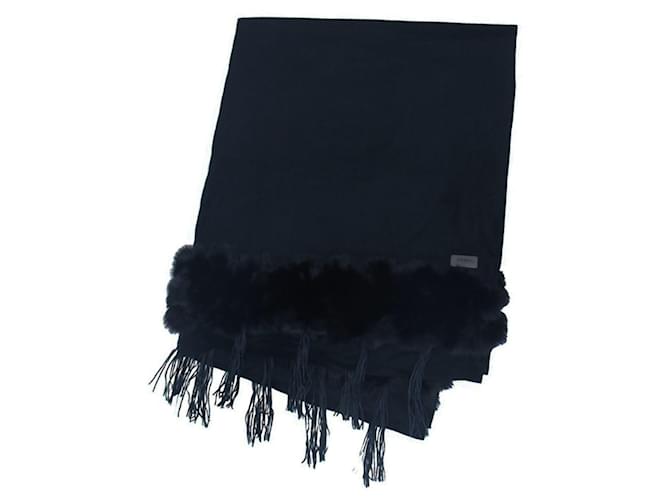 Stola in lana e angora nera Fendi Nero