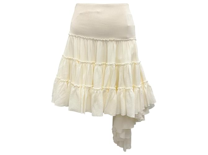 Gonna mini asimmetrica arricciata Loewe Off-White Bianco