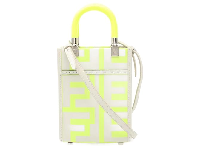 Mini borsa a mano Sunshine Shopper in pelle Fendi Bianco